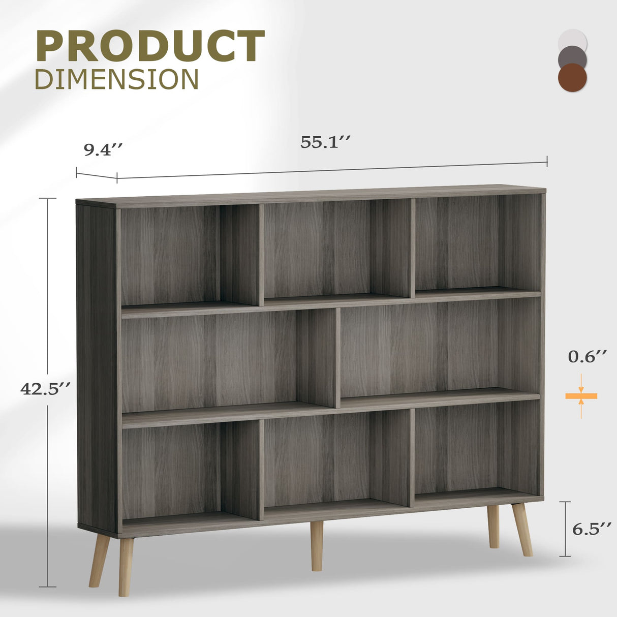 Vicllax Open Bookshelf with Legs, Storage Cube Floor Standing Display Shelf