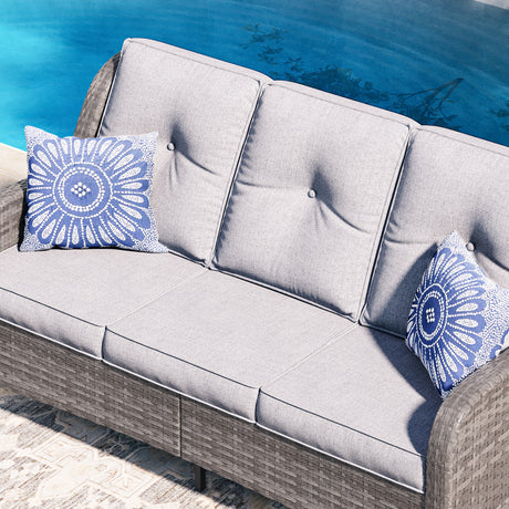 Vicllax Patio Wicker Oasis Lounge Set, 7-Piece Outdoor Sofa Set with Fire Pit Table(Stable Sofa Chair Set)