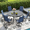 Vicllax 50" Patio Round Dining Table Set of 6, Metal Dining Table and Swivel Dining Chairs