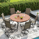 Vicllax 50" Patio Round Dining Table Set of 6, Metal Dining Table and Swivel Dining Chairs