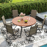 Vicllax 50" Patio Round Dining Table Set of 6, Metal Dining Table and Swivel Dining Chairs