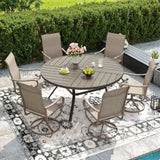Vicllax 50" Patio Round Dining Table Set of 6, Metal Dining Table and Swivel Dining Chairs