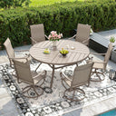 Vicllax 50" Patio Round Dining Table Set of 6, Metal Dining Table and Swivel Dining Chairs