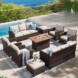 Vicllax Versatile Wicker Patio Set: 9 Pieces with Fire Table & Ottoman