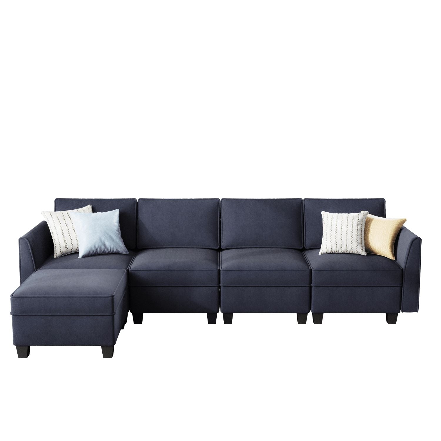 Caleb Modular Velvet Sectional Sofa Couch with Storage and Chaise