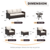 Vicllax Garden Conversation Set with Cushioned Sofa Chairs, Ottomans and Coffee Table