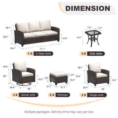 Vicllax Garden Conversation Set with Cushioned Sofa Chairs, Ottomans and Coffee Table