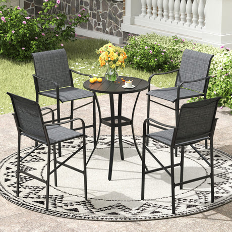 Vicllax 3/5 PCS Outdoor Bar Set, Patio High Bar Chairs and Round Bar Table