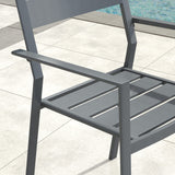 VICLLAX Patio 7 Pieces Outdoor Dining Set, 63" Rectangular Metal Dining Table and 6 Stackable Chairs for Lawn