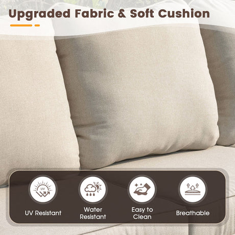 Vicllax 5/7 PCS Wicker Outdoor Conversation Set Patio Sectional Sofas with Glass Coffee Table