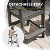 Vicllax Outdoor HDPE Adirondack Bar Chair, Patio Bar Stools with Umbrella Hole