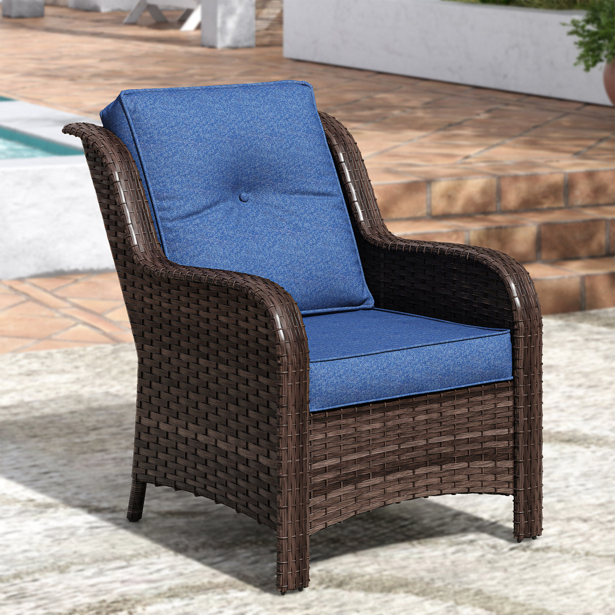 Vicllax Patio Wicker Oasis Lounge Sofa, Single Chair Set of 2
