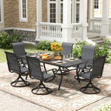 Vicllax 7/9 Pieces Outdoor Dining Set with Black Metal Rectangular Table and Textilene Swivel Chair