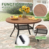 Vicllax Outdoor Round Dining Table, Patio Aluminum Tabletop with Storage Shelf