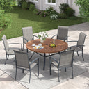 Vicllax 7 PCS Patio Dining Table Set, 50" Round Metal Table with Shelf and Skyline Stackable Chair