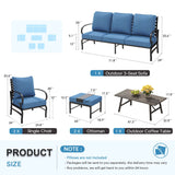 Vicllax Patio Conversation Set with Cushioned Sofa Chairs, Ottomans and Coffee Table(Beige or Navy Blue)