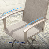 Vicllax 7 pcs Outdoor Dining Set,  Rectangular Metal Table and 6 Textilene Swivel Dining Chairs