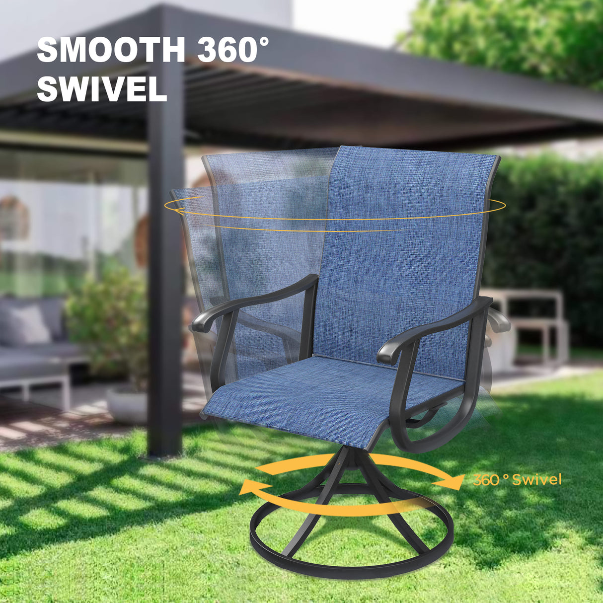 Vicllax Outdoor 38.6“ Plastic Dining Table Set of 4, Plastic Square Table with Swivel Dining Chairs