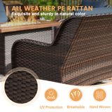 Vicllax Patio Wicker Oasis Lounge Set, 3-Seater, Swivel Chair with Fire table