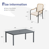 Vicllax 7 Pieces Outdoor Dining Set, Rectangular Metal Table and Solana Stackable Chair