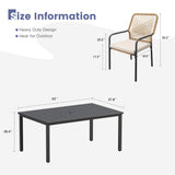 Vicllax 7 Pieces Outdoor Dining Set, Patio Rectangular Metal Table and Alora Stackable Chair