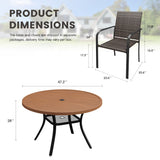 Vicllax 7 Pieces Outdoor Dining Set, 47.2"Round Table and 6 Stackable Metal  Armchairs