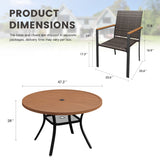 Vicllax 7 Pieces Outdoor Dining Set, 47.2"Round Table and 6 Stackable Armchairs
