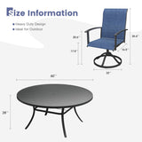 Vicllax Outdoor Dining Set for 8 People, Patio 60" Round Table with 8 Swivel Chairs