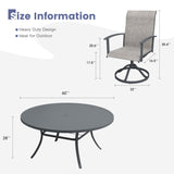 Vicllax Outdoor Dining Set for 8 People, Patio 60" Round Table with 8 Swivel Chairs