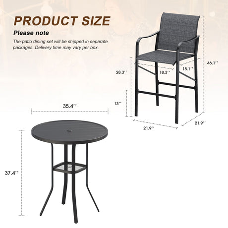 Vicllax 3/5 PCS Outdoor Bar Set, Patio High Bar Chairs and Round Bar Table