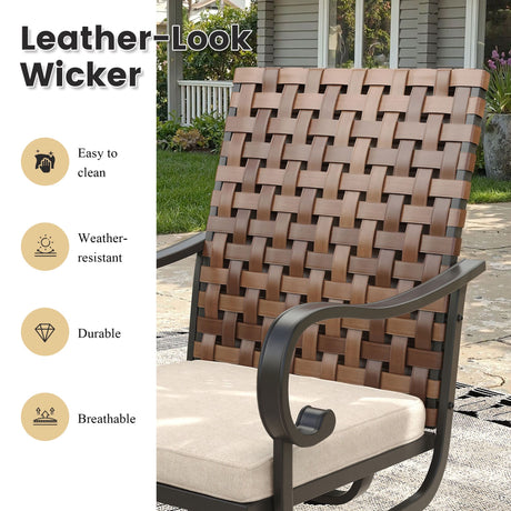 Vicllax 3-Piece Patio Bistro Set, Sierra/Sienna Swivel Chair and 27.6" Metal Square Table