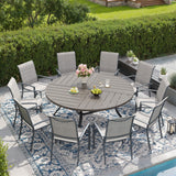 Vicllax Outdoor Dining Set of 8/10, Round Metal Table and Stackable Padded Chair Set of 8, 10