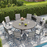 Vicllax Outdoor Dining Set of 8/10, Round Metal Table and Stackable Padded Chair Set of 8, 10