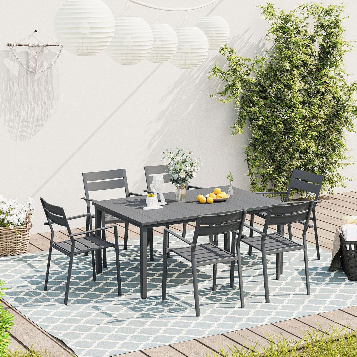 Vicllax Outdoor Patio Dining Chairs Stackable Metal Chairs