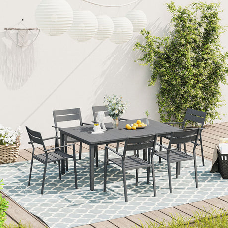 Vicllax Sillas de comedor apilables de metal negro para patio al aire libre