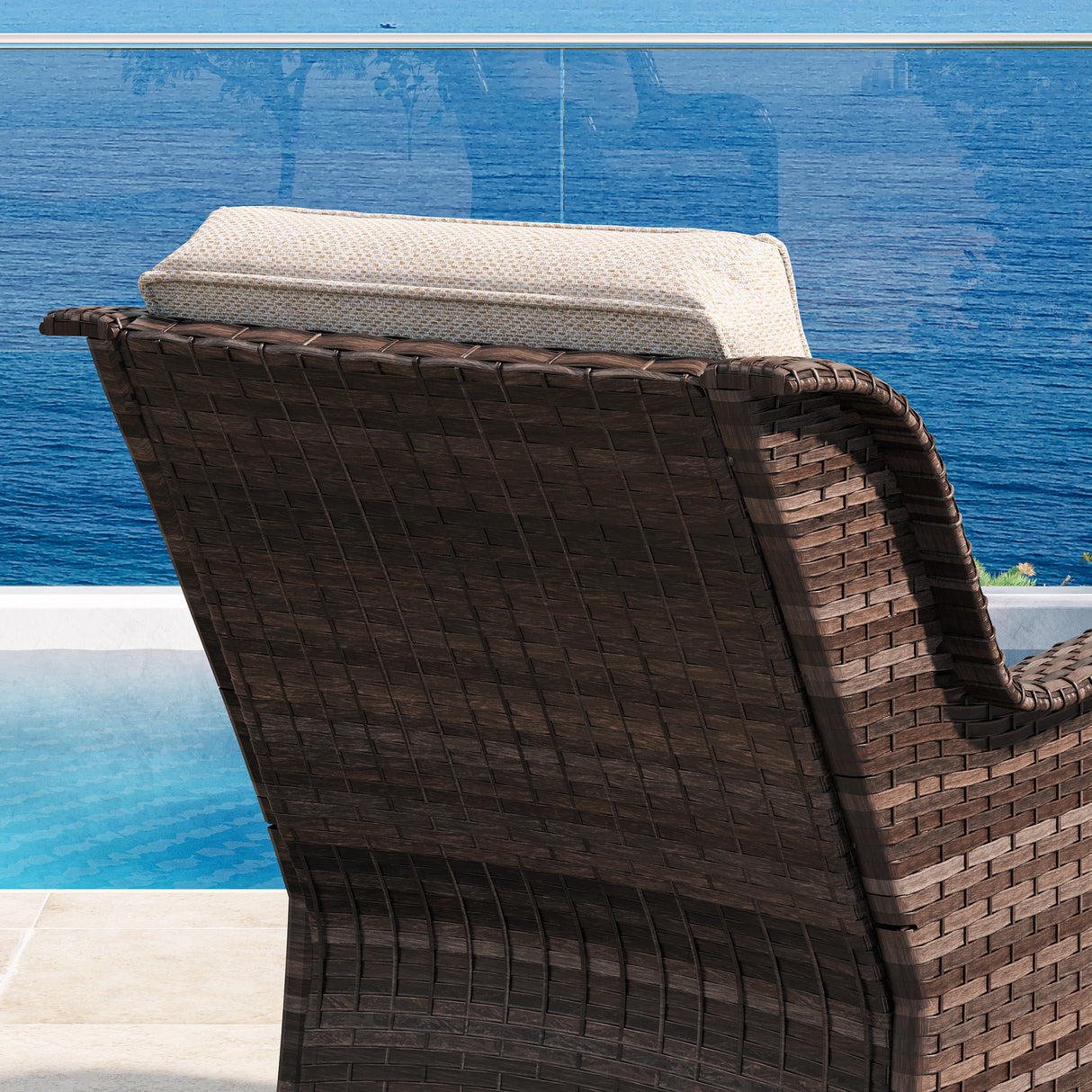 Vicllax Patio Wicker Oasis Lounge Sofa, Single Chair Set of 2