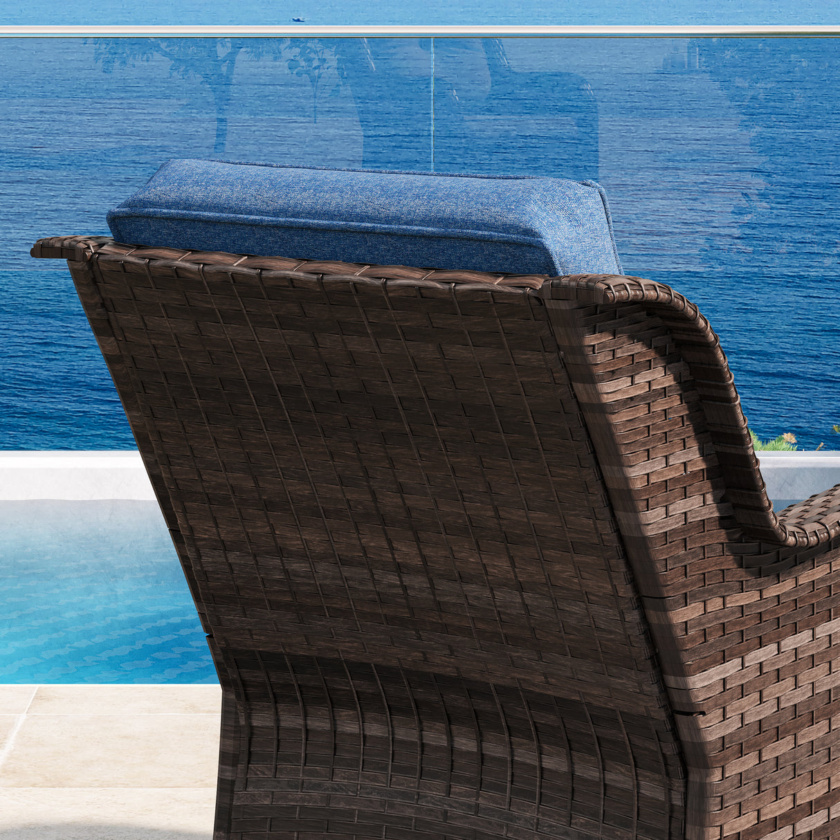 Vicllax Patio Wicker Oasis Lounge Sofa, Single Chair Set of 2