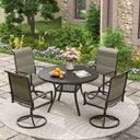 Vicllax Juego de comedor para exterior de 5 piezas con mesa redonda de metal de 42" y 4 sillas giratorias acolchadas