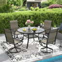 Vicllax 40.6" Patio Round Dining Table Set of 4, Metal Dining Table and Swivel Dining Chairs