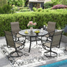 Vicllax 40.6" Patio Round Dining Table Set of 4, Metal Dining Table and Swivel Dining Chairs