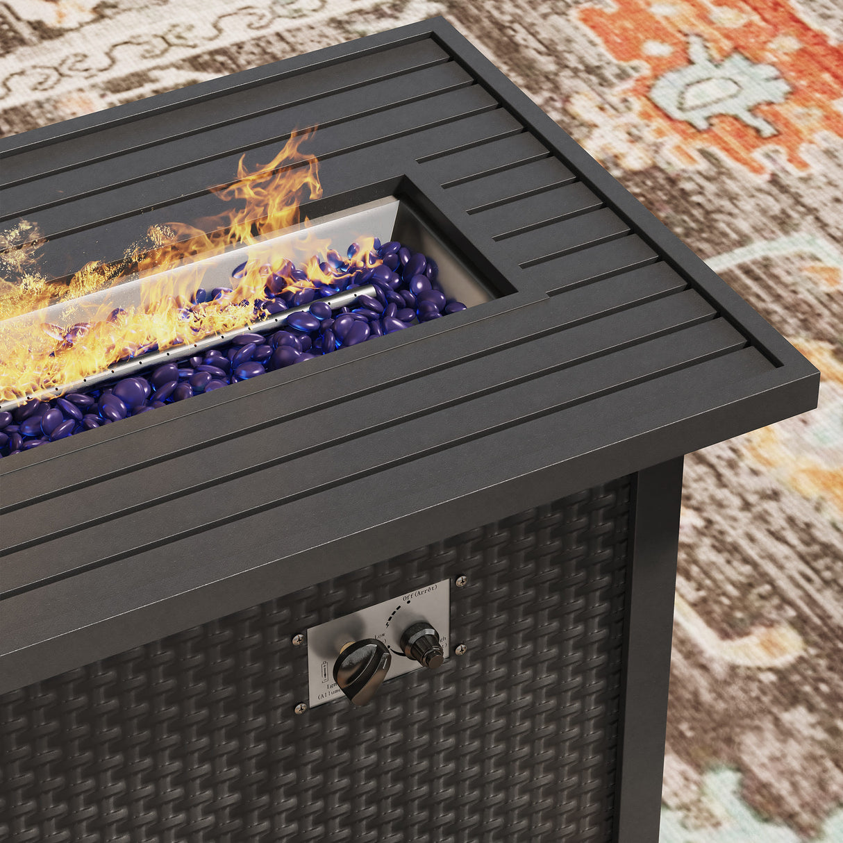 Vicllax 45 Inch Propane Fire Pit Table, Outdoor 50,000 BTU Steel Gas Fire Pit