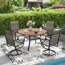 Vicllax 40.6" Patio Round Dining Table Set of 4, Metal Dining Table and Swivel Dining Chairs