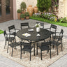 Vicllax 11 Pieces Outdoor Dining Set with 60" Round Metal Table and Armrest Chairs
