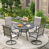Vicllax 5-Piece Outdoor Dining Set, 42" Round Metal Table and Padded Swivel Chairs