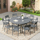 Vicllax 11 Pieces Outdoor Dining Set with 60" Round Metal Table and Armrest Chairs