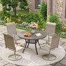 Vicllax 5-Piece Outdoor Dining Set, 42" Round Metal Table and Padded Swivel Chairs