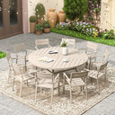 Vicllax 11 Pieces Outdoor Dining Set with 60" Round Metal Table and Armrest Chairs