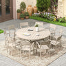 Vicllax 11 Pieces Outdoor Dining Set with 60" Round Metal Table and Armrest Chairs