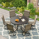 Vicllax 7 Pieces Outdoor Dining Set with 48" Round Dining Table and Swivel Chairs