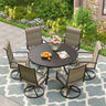 Vicllax 7 Pieces Outdoor Dining Set with 48" Round Dining Table and Swivel Chairs